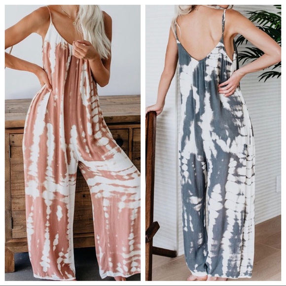 Boho chic tie dye beach boho jumpsuit romper - Picture 3 of 3